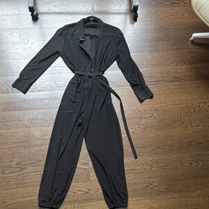 Norma Kamali Black Jog Jumpsuit with belt